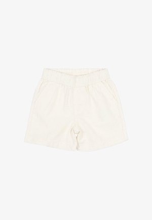 Pantaloncini color avorio con elastico in vita e tasche laterali, realizzati in tessuto morbido, pensati per un uso casual.