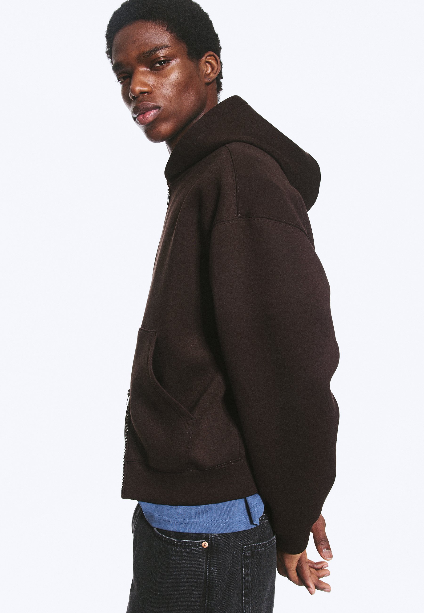 Weekday SIMON - Sweater met rits - brown dark/bruin - Zalando.nl