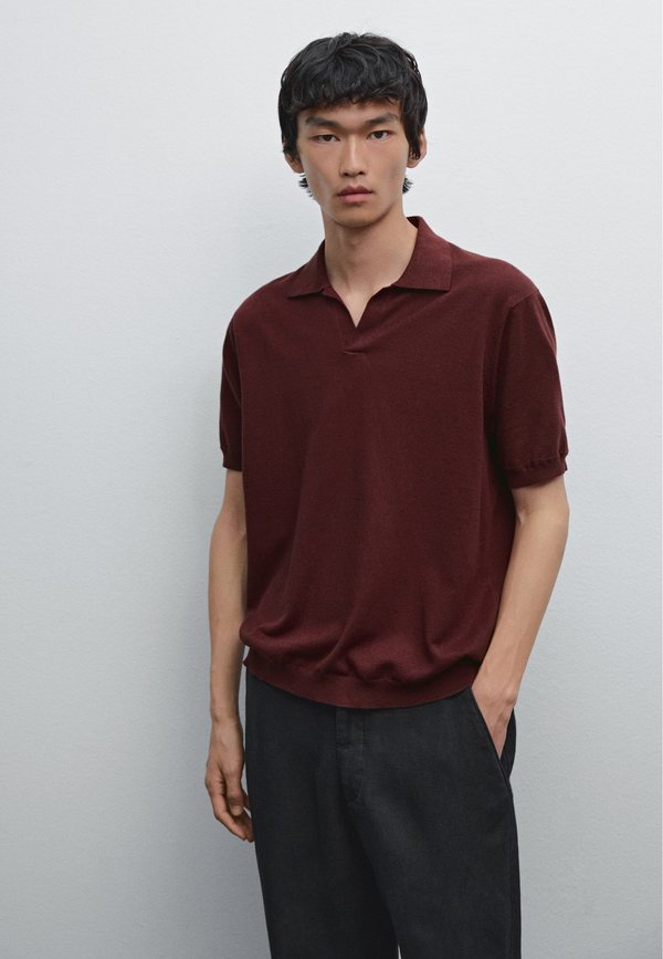V-NECK - Polo shirt - mottled bordeaux