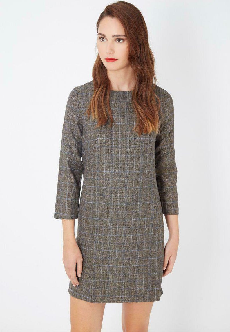 SENSE ESTAMPADO DE CUADROS Vestido informal light brown, claro -