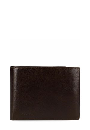 Cartera bifold de cuero marrón oscuro con textura de grano visible y nombre de la marca "PICARD" sutilmente en relieve en la esquina inferior izquierda delantera.