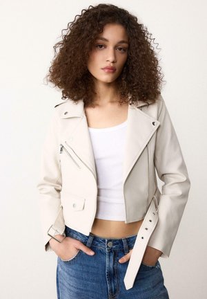 WITH BELT - Kunstlederjacke - white