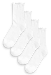 Next - FRILL TOP CUSHION SOLE ANKLE SOCKS 4 PACK STANDARD - Strumpor - white Miniatyrbild 1