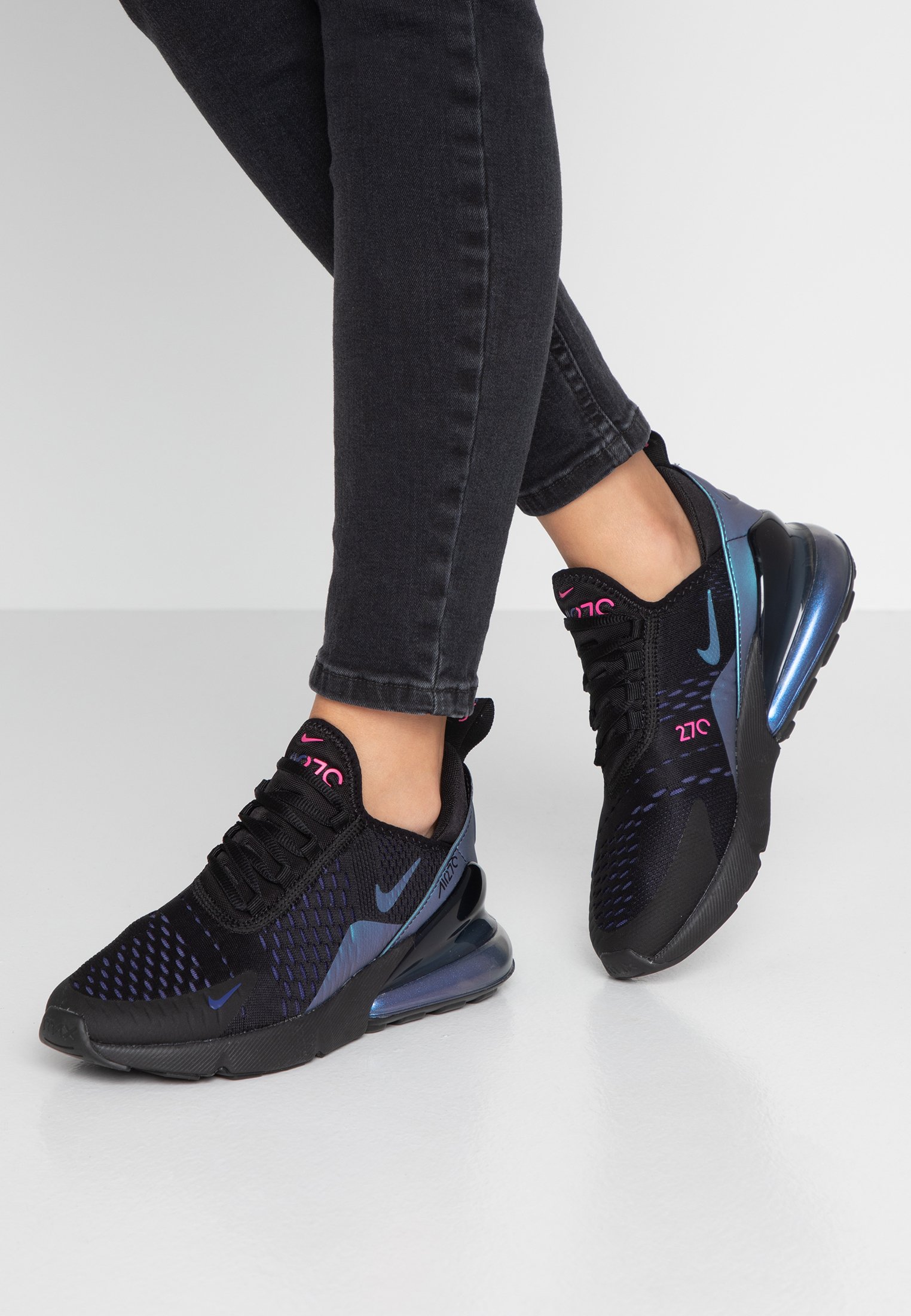 nike air max 270 trainers black laser fuchsia regency purple anthracite