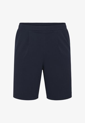 Granatowe, casualowe szorty z elastycznym pasem i bocznymi kieszeniami, zaprojektowane dla wygody i codziennego noszenia.