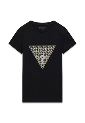 Guess, SS CN G OVAL PRINT TRIANGLE TE - T-shirt print - jblk jet black a