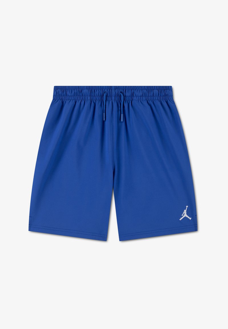 Μπλε αθλητικό σορτς με ελαστική μέση και κορδόνι, με μικρό λευκό λογότυπο Jumpman στο κάτω δεξί πόδι.