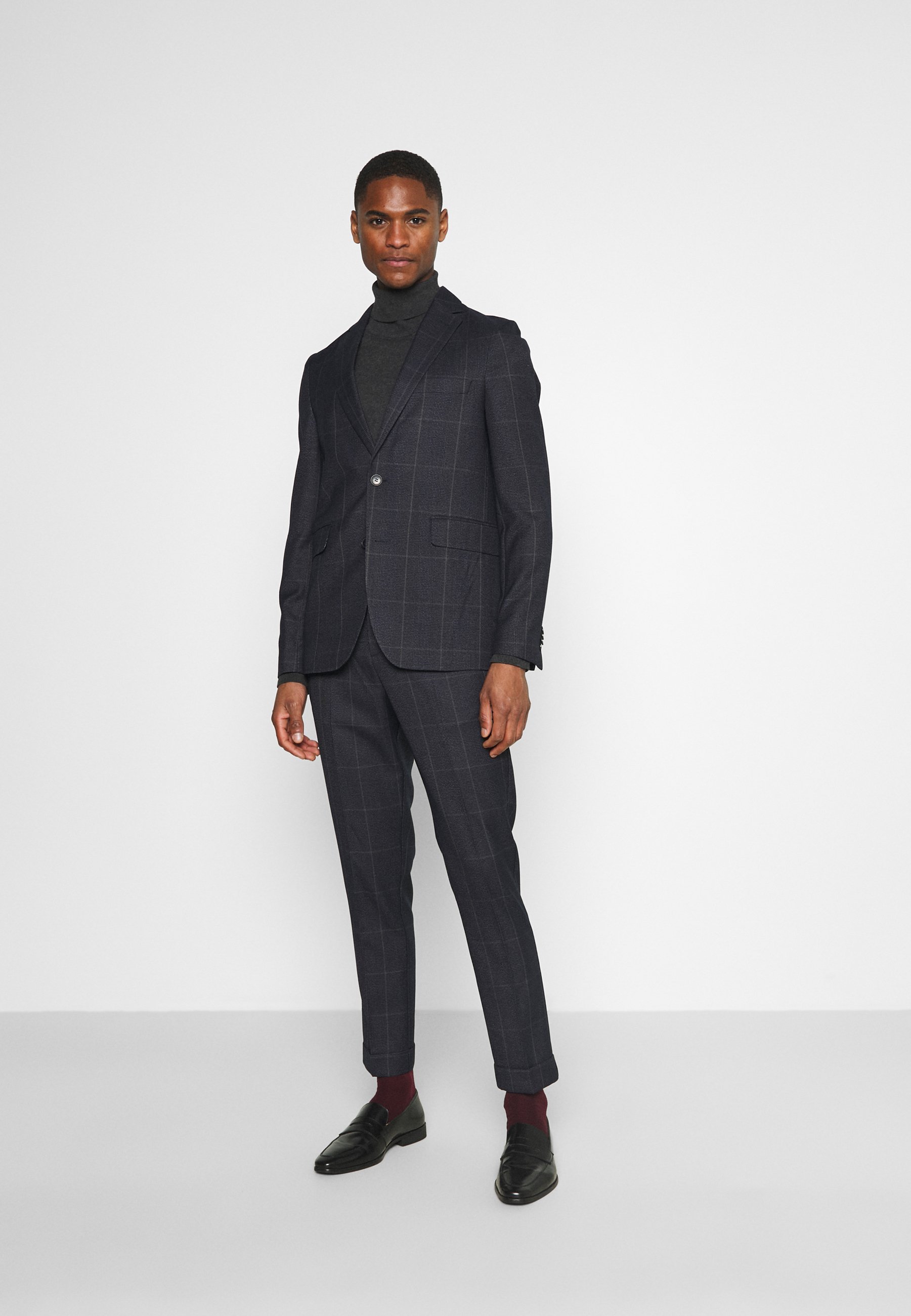 Isaac Dewhirst CHECK UNSTRUCTURED - Kostiumas - dark blue/tamsiai mėlyna -  Zalando.lt