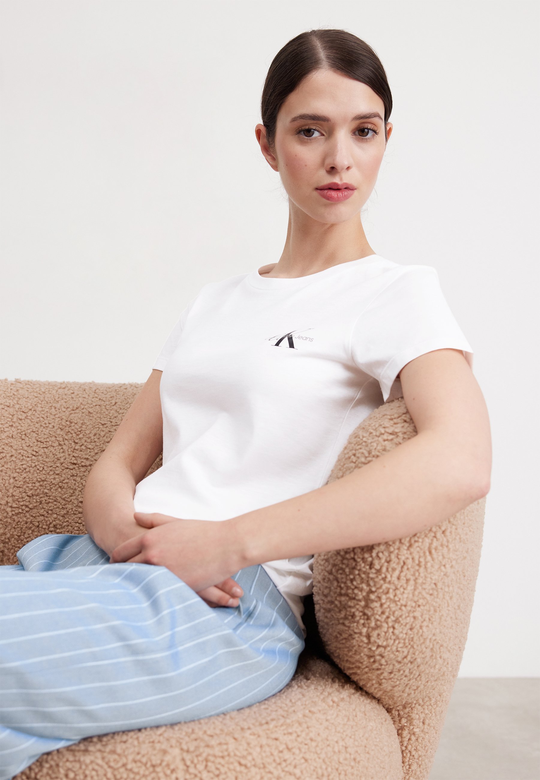 売れ筋商品|||カルバンクライン Tシャツ レディース トップス MONOLOGO SLIM TEE 2 PACK - Basic T-shirt - sepia rose/bright white Calvin Klein Jeans MONOLOGO SLIM TEE 2 PACK - T-Shirt basic