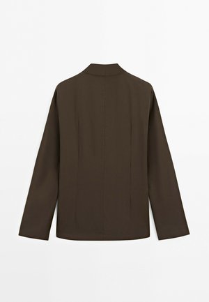 Massimo Dutti, FLOWING BLOUSE WITH DRAPED DETAIL - Bluse - dark brown