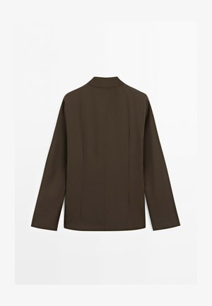 Massimo Dutti, FLOWING BLOUSE WITH DRAPED DETAIL - Bluse - dark brown