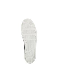 Suola in gomma nera con pattern testurizzati e outsole bianco e flessibile. Presenta scanalature per una migliore trazione e un bordo liscio.