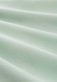 Tela de color verde claro con textura acanalada, que presenta suaves pliegues y variaciones de color sutiles a lo largo de toda la superficie. Diseño liso y uniforme.