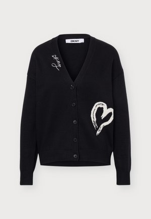 DKNY, HEART STROKE CARDIGAN - Жилетка - black/ivory