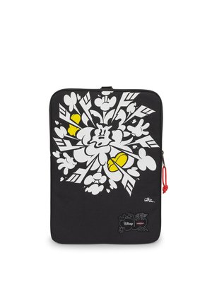 Sort lynlåspung med hvidt abstrakt tegneseriedesign og gule detaljer, med Disney og Eastpak-logoer i nederste højre hjørne.