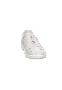 Sneaker bianco con un motivo testurizzato, design leggero, chiusura con lacci e perforazioni per la traspirabilità. Suola in gomma per aderenza.