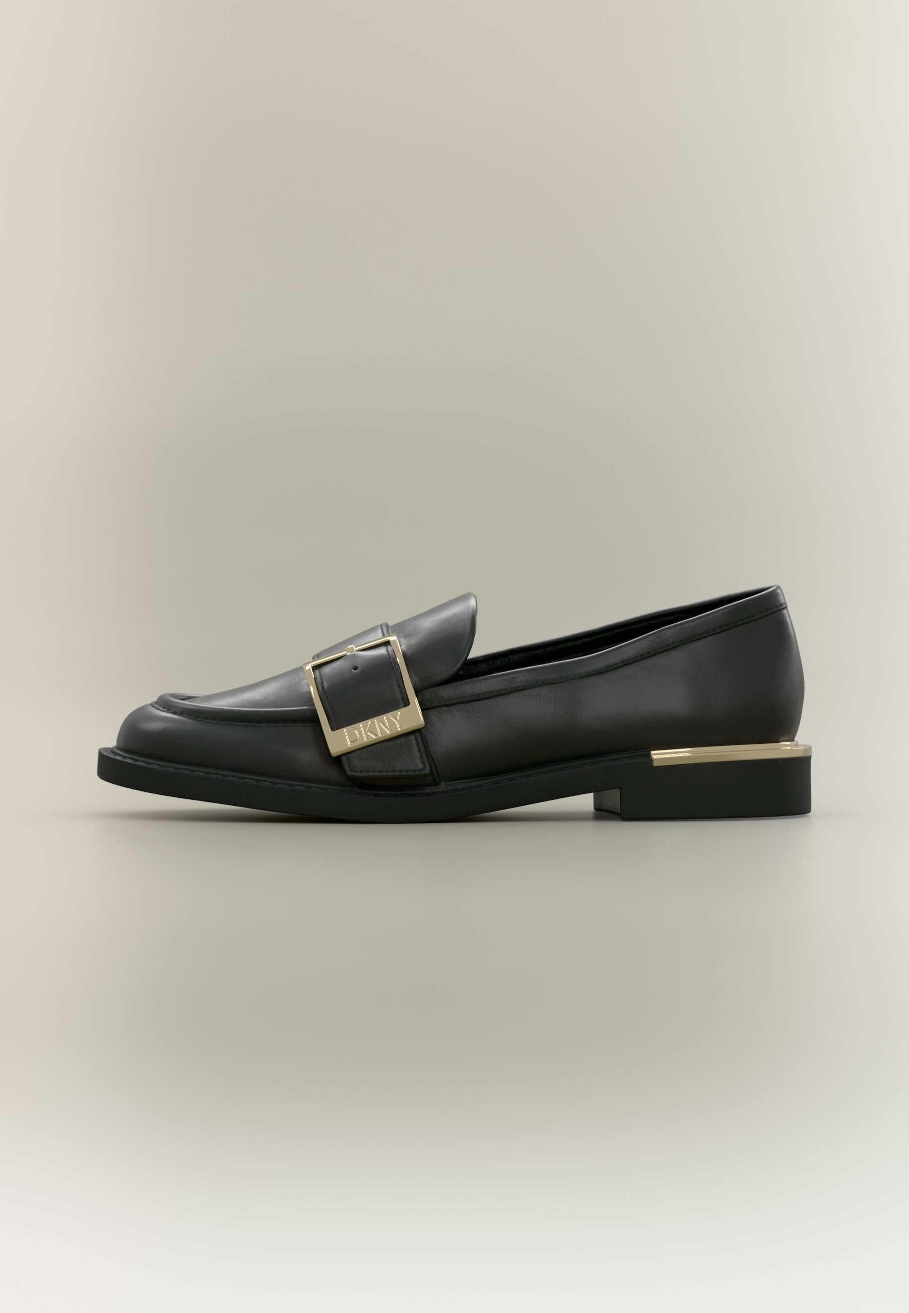 New-DKNY Black Leather Slip-On Loafers with Silver Accent DKNY Cognac Faux Leather Clyde Snaffle Loafers Loafers  main image 2