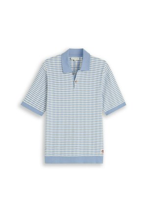 TOM TAILOR, TOM TAILOR PULLOVER & STRICKJACKEN STRICK-POLOSHIRT MIT STREIFENMUSTER - Poloshirt - light blue white stripe