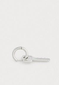 Ασημένιο κλειδί προσαρτημένο σε κυκλικό μεταλλικό δαχτυλίδι. Το κλειδί διαθέτει αυλακωτή άκρη για καλύτερη λαβή και έχει επίπεδο προφίλ. Το φόντο είναι λευκό.