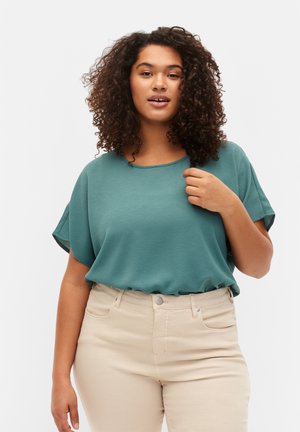 WITH SHORT SLEEVES AND A ROUND NECKLINE - Blouse - green