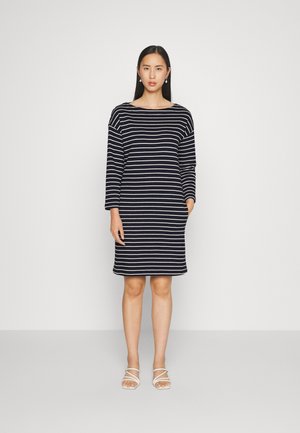 TOM TAILOR DRESS WITH STRUCTURE - Robe de jour - navy/offwhite