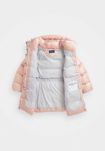 Polo Ralph Lauren METALLIC DOWN HOODED LONG JACKET - Kaput ispunjen paperjem - hint of pink metallic