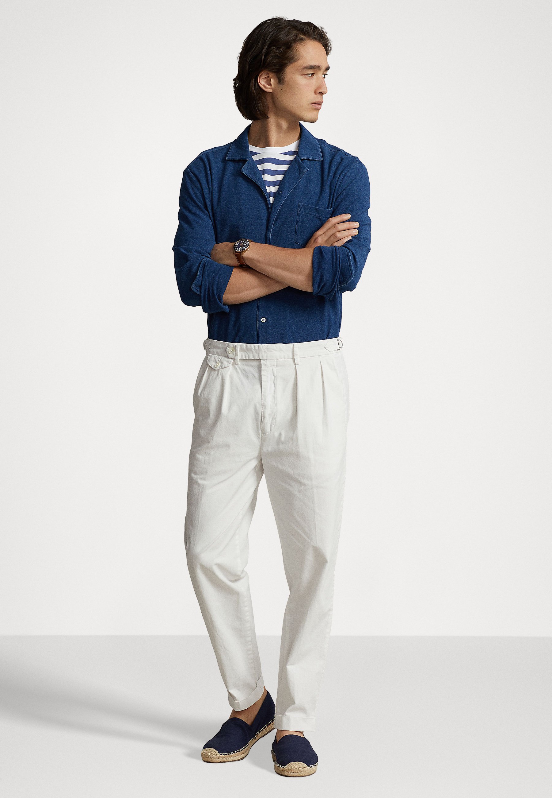 Polo Ralph Lauren SLIM TAPERED FIT PLEATED TWILL PANT - Trousers - white -  Zalando