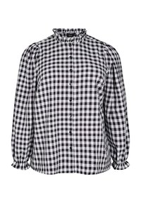 KARIERTE MIT RÜSCHENDETAILS - Button-down blouse - black gingham