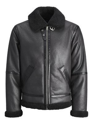 Jack & Jones JORCOLE AVIATOR JACKET - Faux leather jacket - black