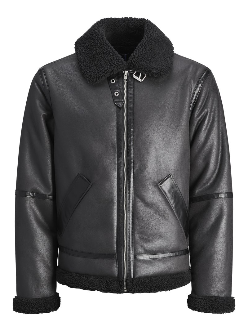 jack & jones Imitatieleren jas zwart