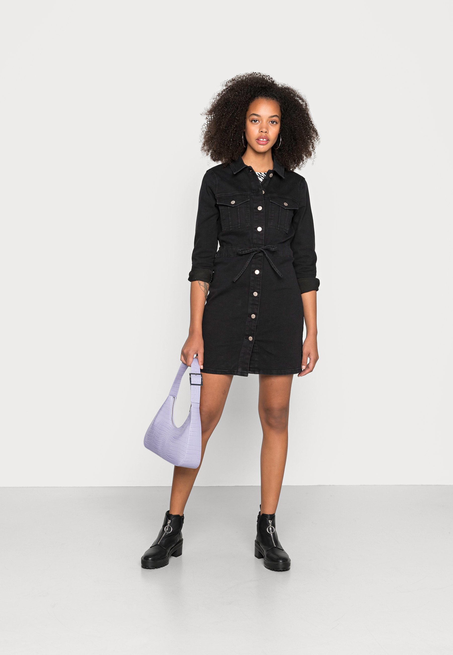 Black dress with denim shirt Clearance