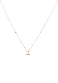 Gold-tone necklace featuring a sparkling "II" pendant. The chain is delicate with small round accents, creating an elegant look.