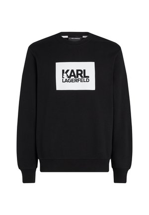 Zwarte sweatshirts met lange mouwen, witte rechthoekige afbeelding met "KARL LAGERFELD" in het zwart. Regular fit, geribbelde manchetten en zoom.