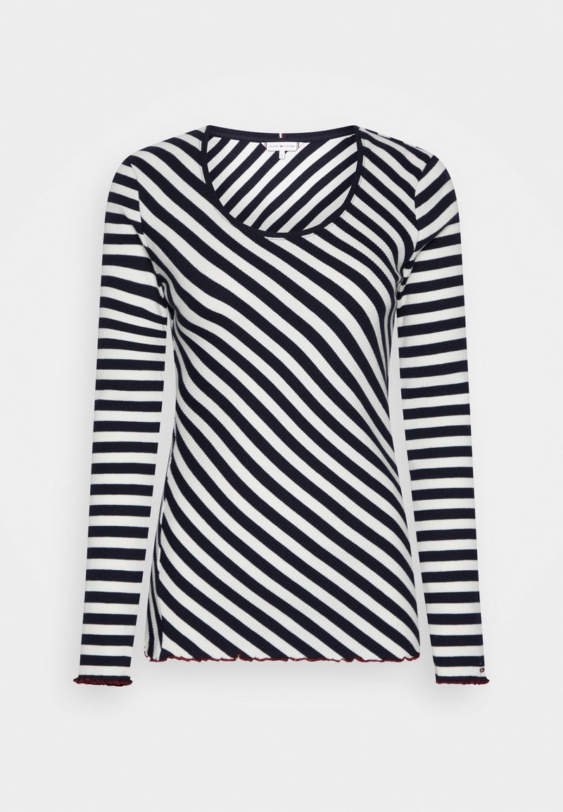 Tommy Hilfiger SLIM FRILL SCOOP Long Sleeved Top Desert Sky White 