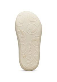 Podešev světle béžové boty s texturovanými vlnitými vzory, s vyraženým nápisem "Naturino" a velikostí boty 20 označenou na ní.