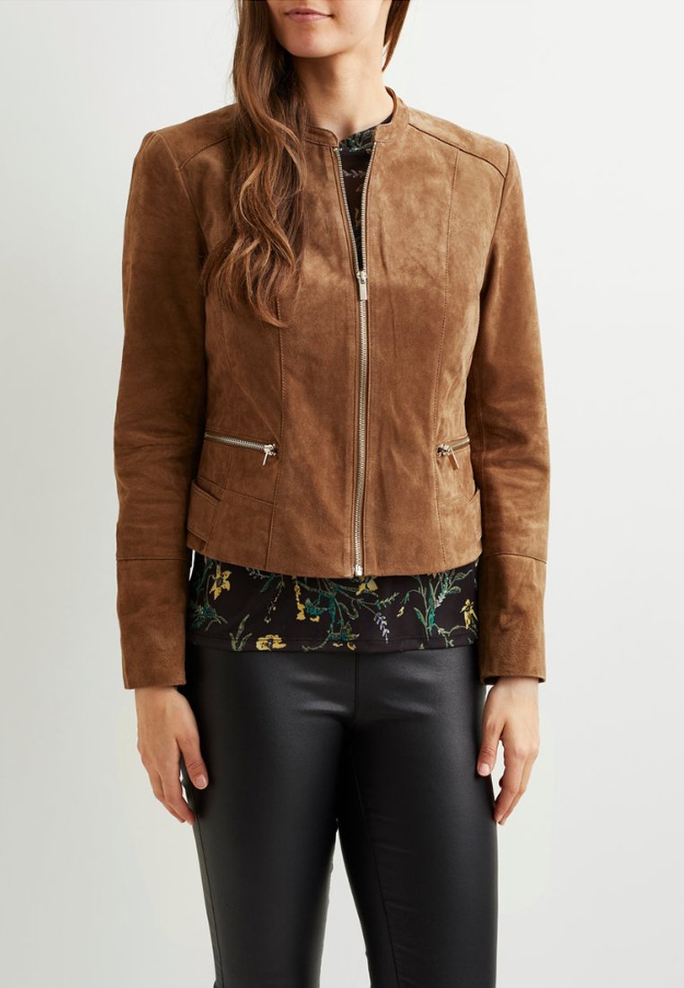 vila lederjacke braun