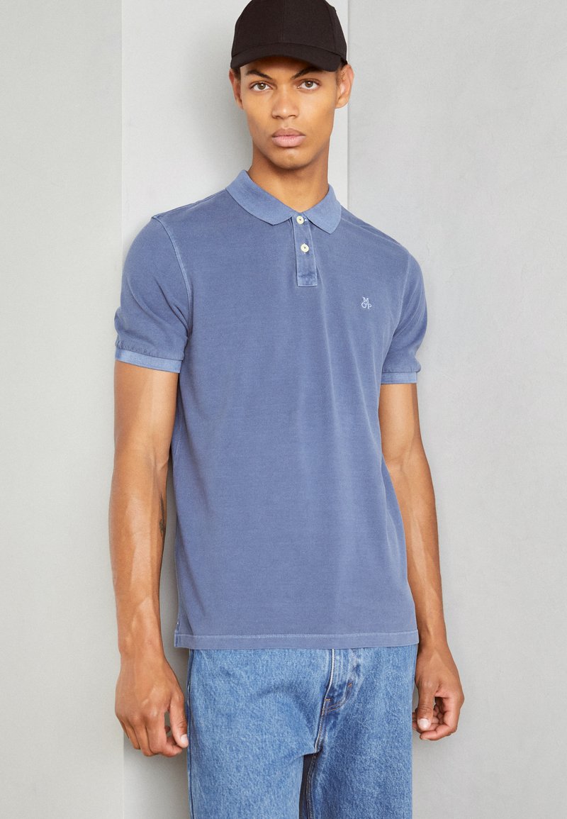 Marc O'Polo SHORT SLEEVE SLITS AT HEM EMBROIDERY - Polokošeľa - moon stone