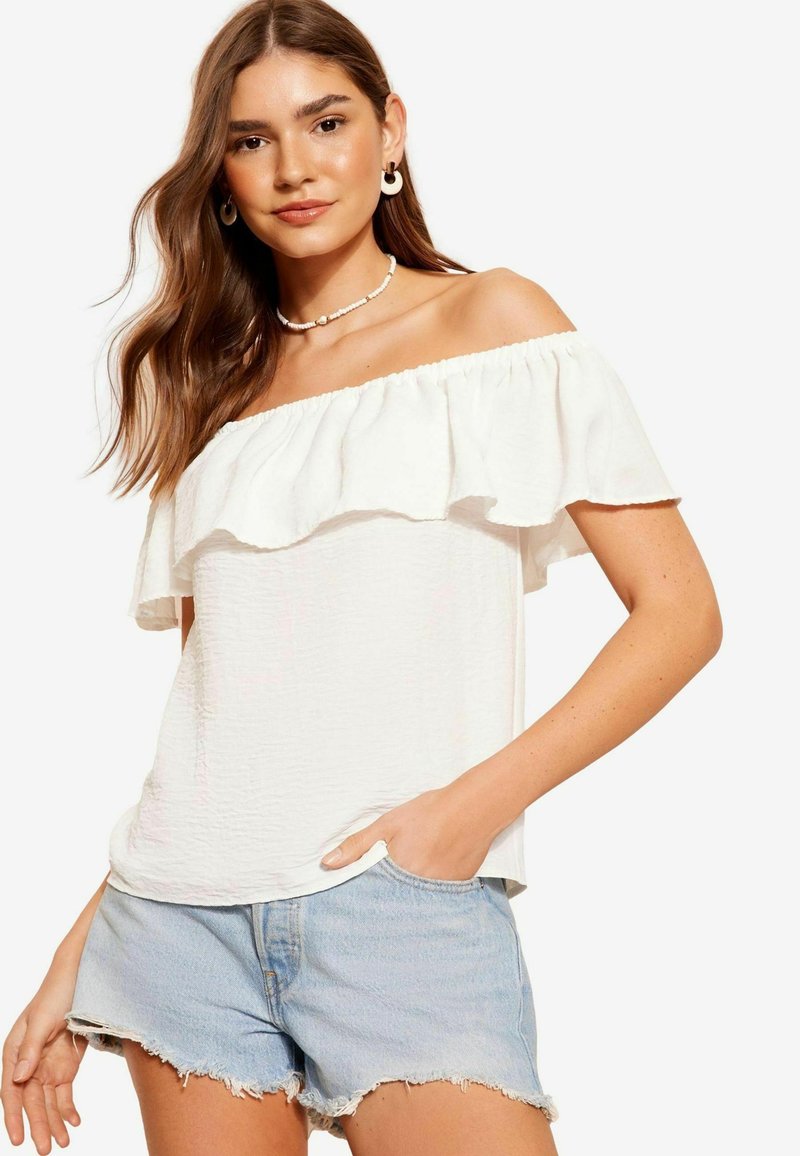Friends Like These AIRFLOW RUFFLE LOOK BARDOT - REGULAR FIT - Bluse - white