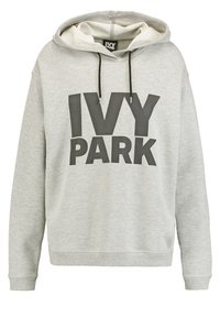Szara bluza z kapturem z białą podszewką, z dużym czarnym logo "IVY PARK" na przodzie. Zaprojektowana z kapturem ze sznurkiem i ściągaczami na rękawach.
