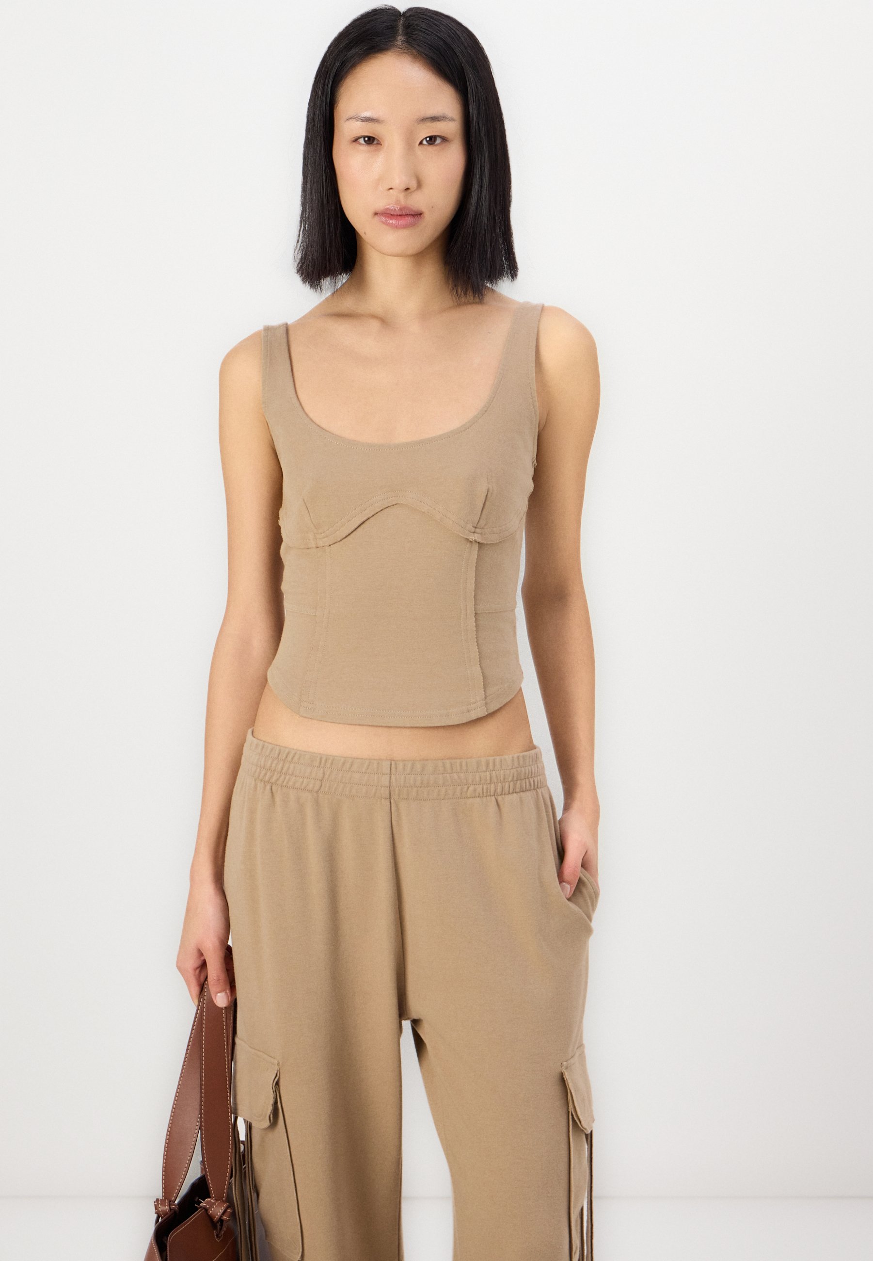 LENNOX TANK Top in Silver Taupe for Women - Backless Design