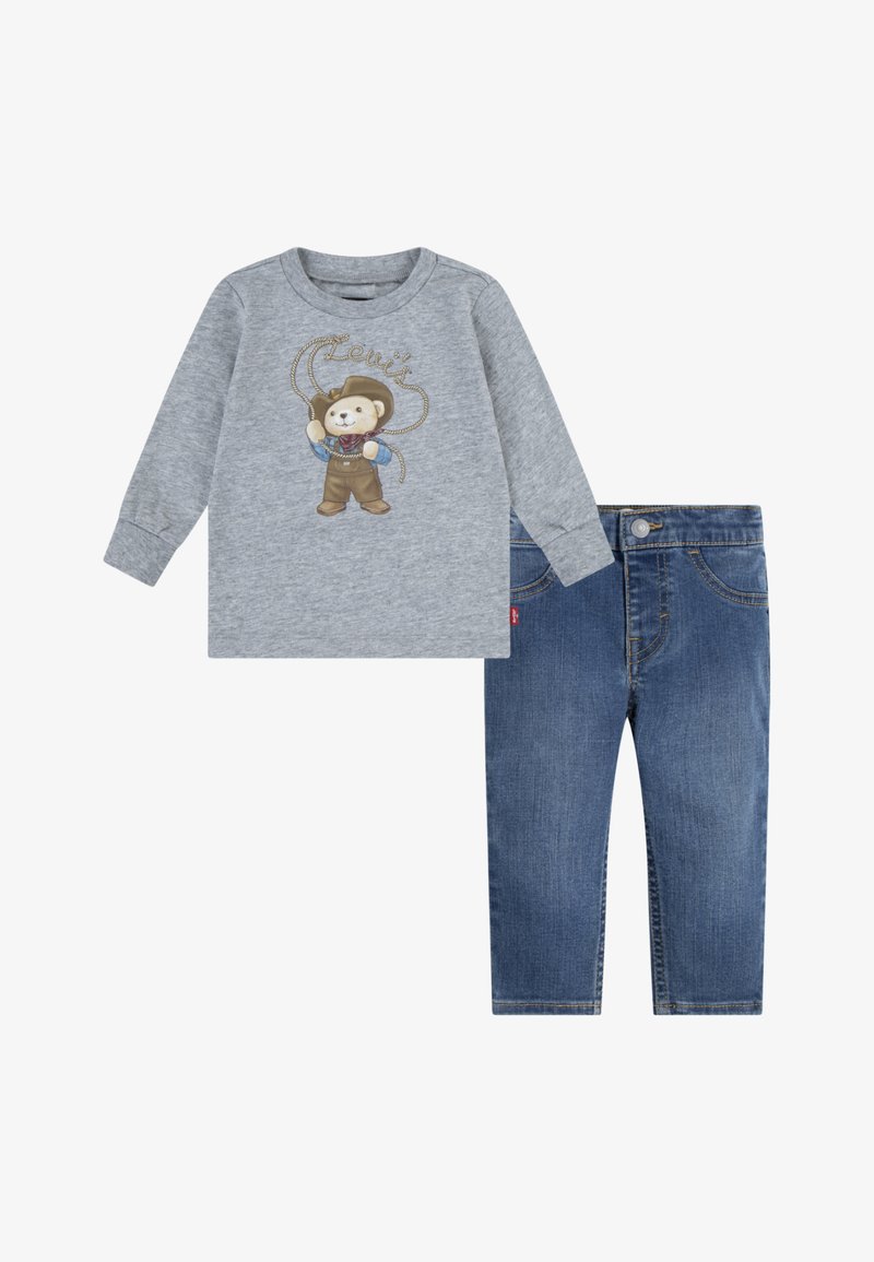 Levi's® COWBOY TEE & CARPENTER SET - T-shirt à manches longues - grey heather