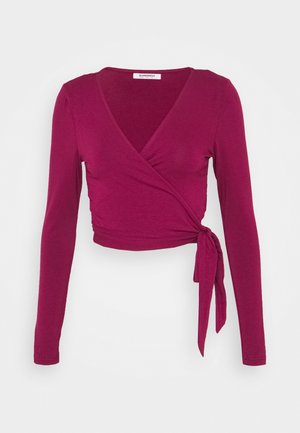 WRAP CROP - Top s dlouhým rukávem - burgundy