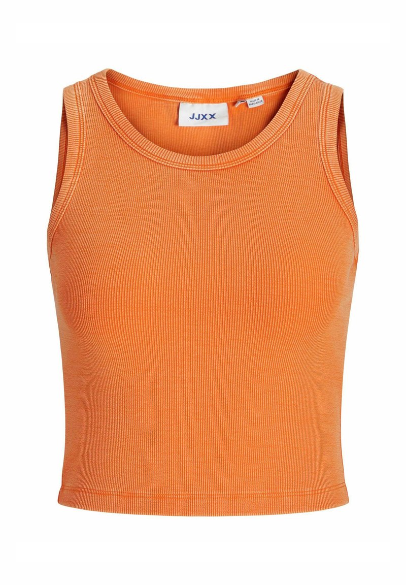 Oranž ribalik tank-top ümara kaelusega ja laia käeaukudega. Kangas on sile koos kerge venivusega, loodud sobima kehakujule.