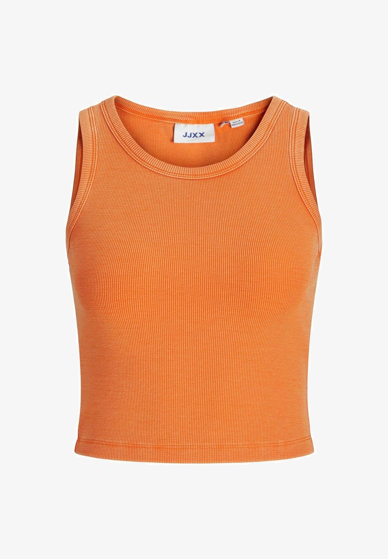 Oranž ribalik tank-top ümara kaelusega ja laia käeaukudega. Kangas on sile koos kerge venivusega, loodud sobima kehakujule.