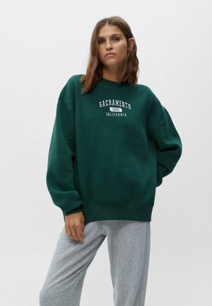 EMBROIDERED VARSITY - Sweatshirt - dark green