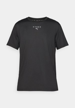 Must t-särk lühikeste varrukatega mustast kergest kangast. Omab ümmargust kaelust ja trükitud "HYROX" logo koos Puma embleemiga ees.