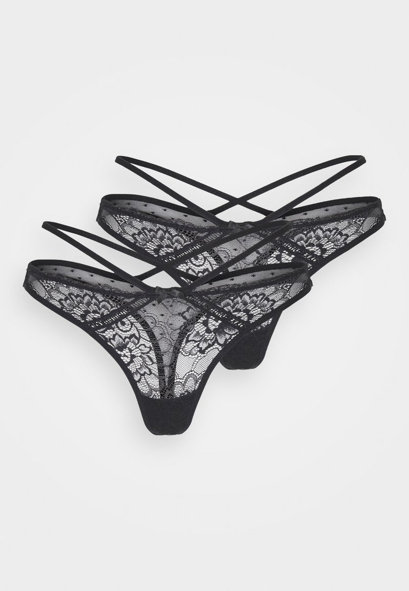 LASCANA - NUANCE BY LASCANA THONG 2 PACK - Tanga - black, Zvětšit