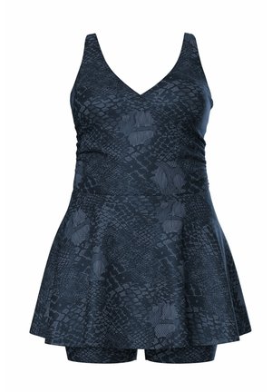 Ulla Popken, SNAKESKIN PRINT ONE PIECE SWIM DRESS - Badedragt - black