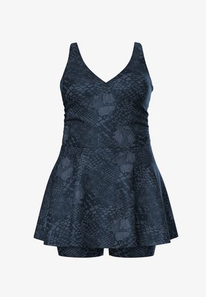 Ulla Popken, SNAKESKIN PRINT ONE PIECE SWIM DRESS - Badedragt - black