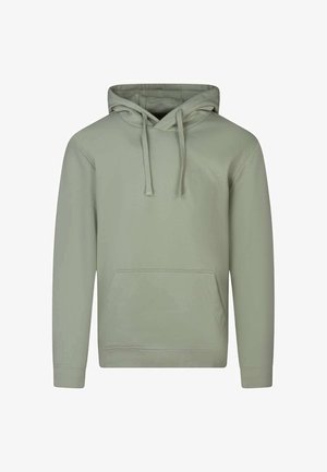 Sweat à capuche vert clair avec poche avant et cordons, avec petit logo « Teddy Smith » sur la poitrine gauche.